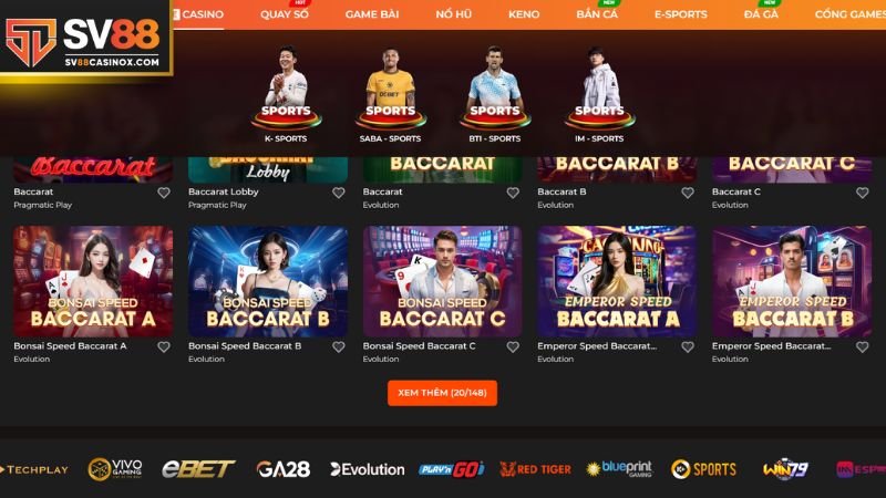 Sv88 hợp tác với một số nhà phát hành game hàng đầu 
