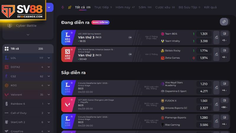 Thể thao Sv88 sở hữu nhiều điểm nổi bật thu hút hội viên